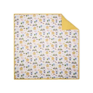 100% Premium Cotton 4/6 Layered Baby Muslin Blanket Barnyard Print & Yellow - (43x43 Inches)