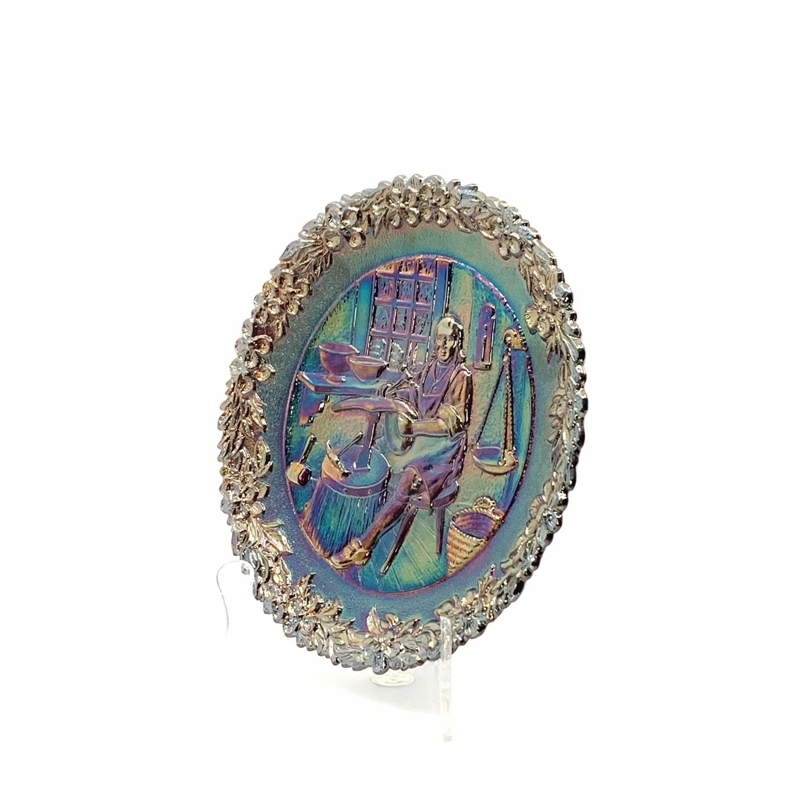 1975 Fenton Glass Collector Plate No. 6 In The Annual Series Early Craftsman of English America