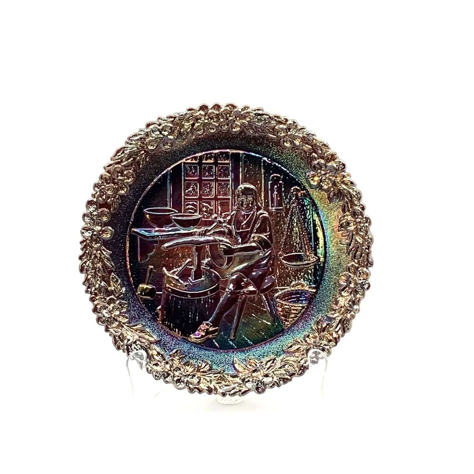 1975 Fenton Glass Collector Plate No. 6 In The Annual Series Early Craftsman of English America