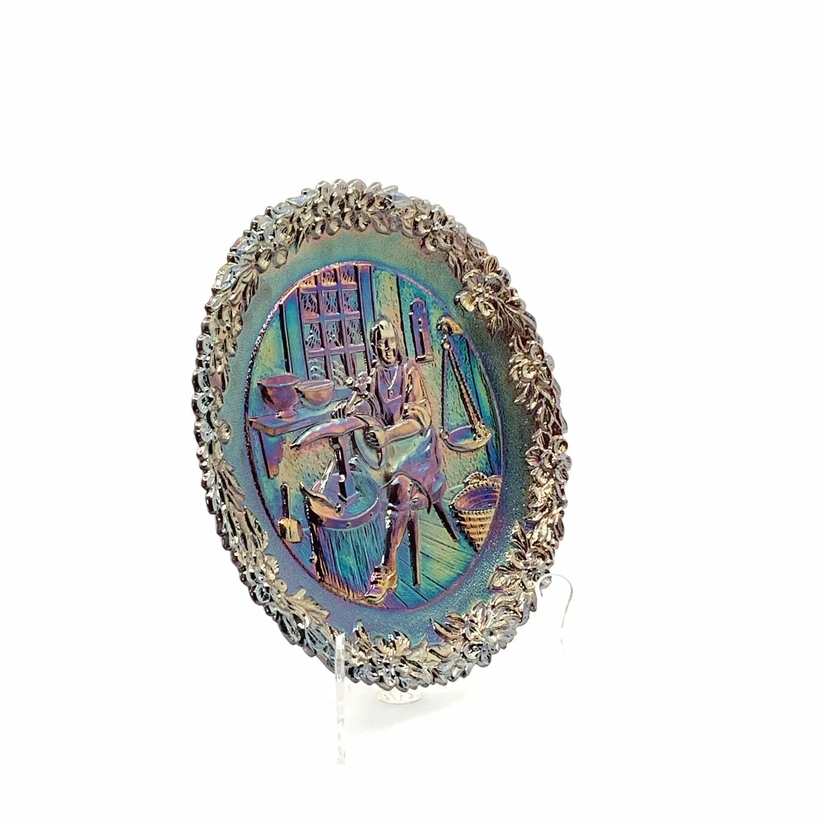 1975 Fenton Glass Collector Plate No. 6 In The Annual Series Early Craftsman of English America