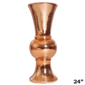 24” Rose Gold Mirror Mosaic Polystone Flower Floor Vase Wedding Aisle Prop Party Column - Set of 4