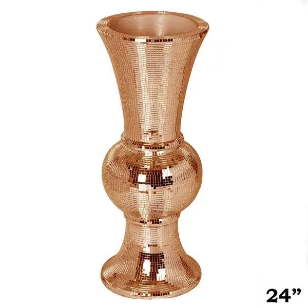 24” Rose Gold Mirror Mosaic Polystone Flower Floor Vase Wedding Aisle Prop Party Column - Set of 4