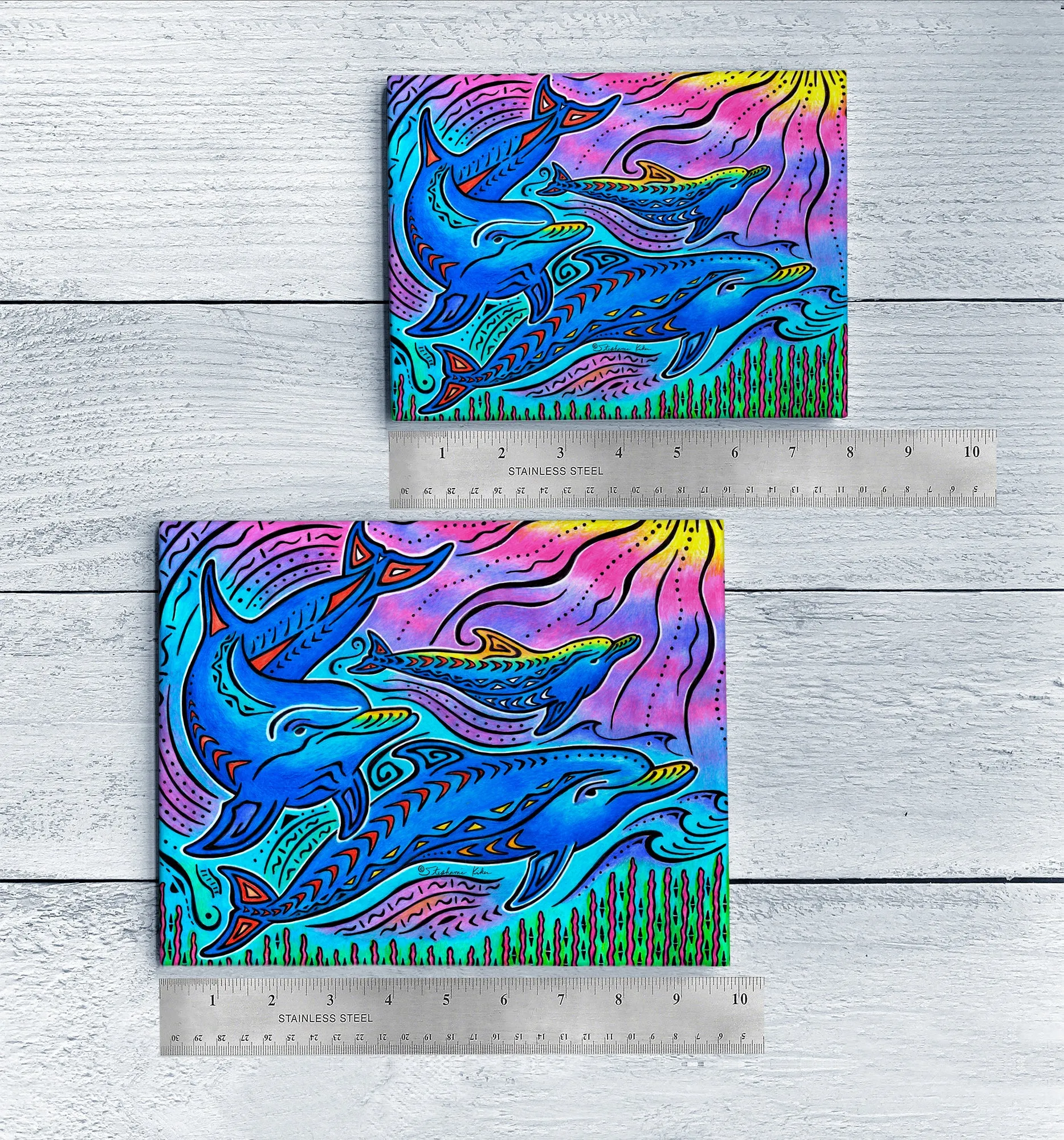 3 Dolphins Ceramic Tile