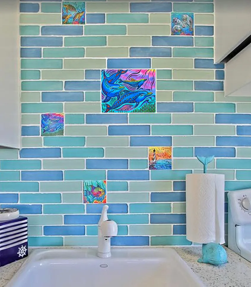 3 Dolphins Ceramic Tile
