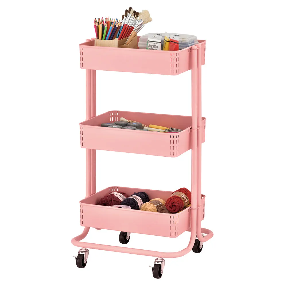 3-Tier Metal Rolling Utility Cart, Mobile Storage Organizer