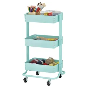 3-Tier Metal Rolling Utility Cart, Mobile Storage Organizer