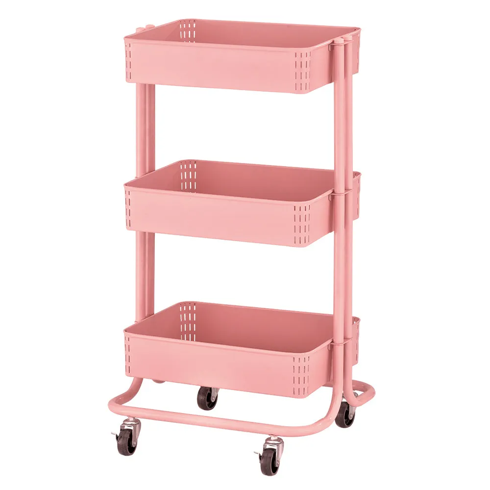3-Tier Metal Rolling Utility Cart, Mobile Storage Organizer