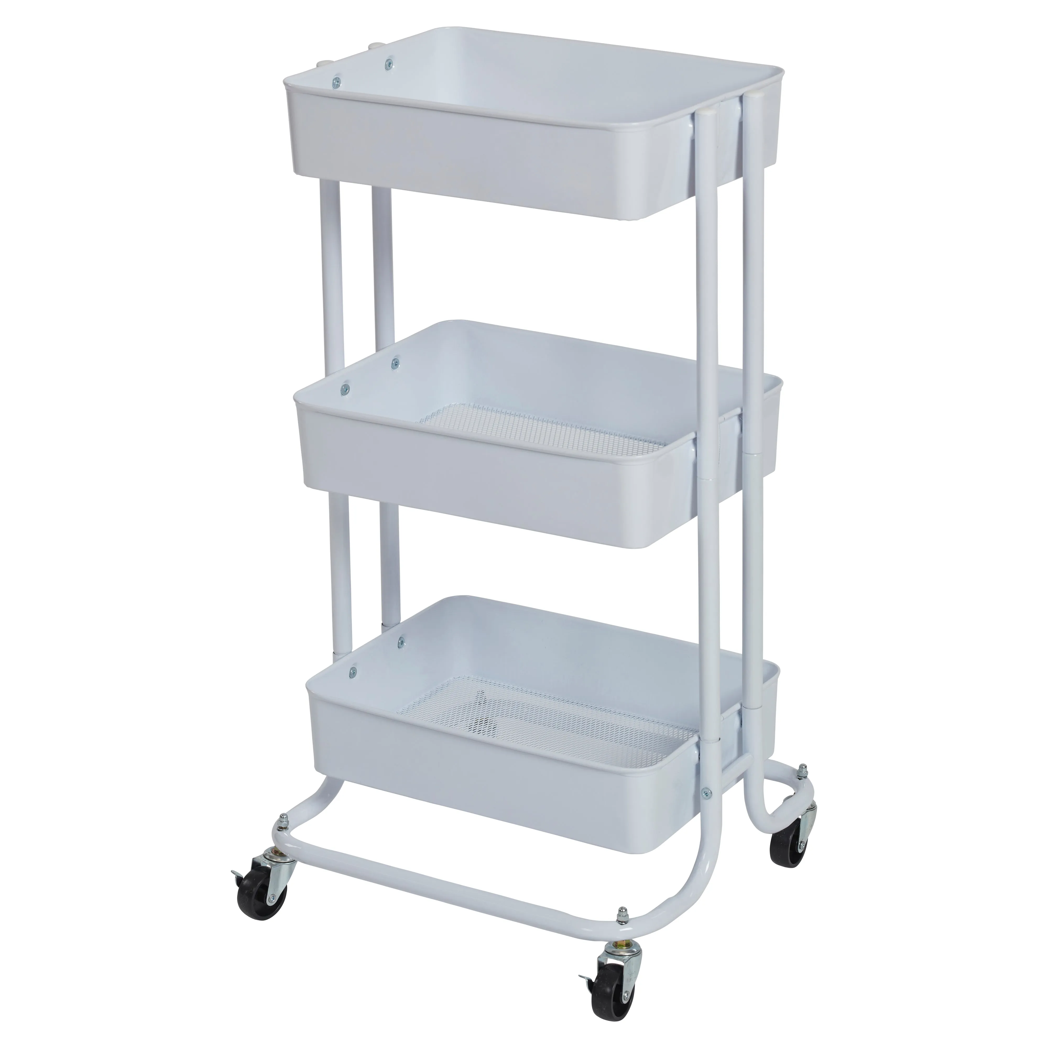 3-Tier Metal Rolling Utility Cart, Mobile Storage Organizer