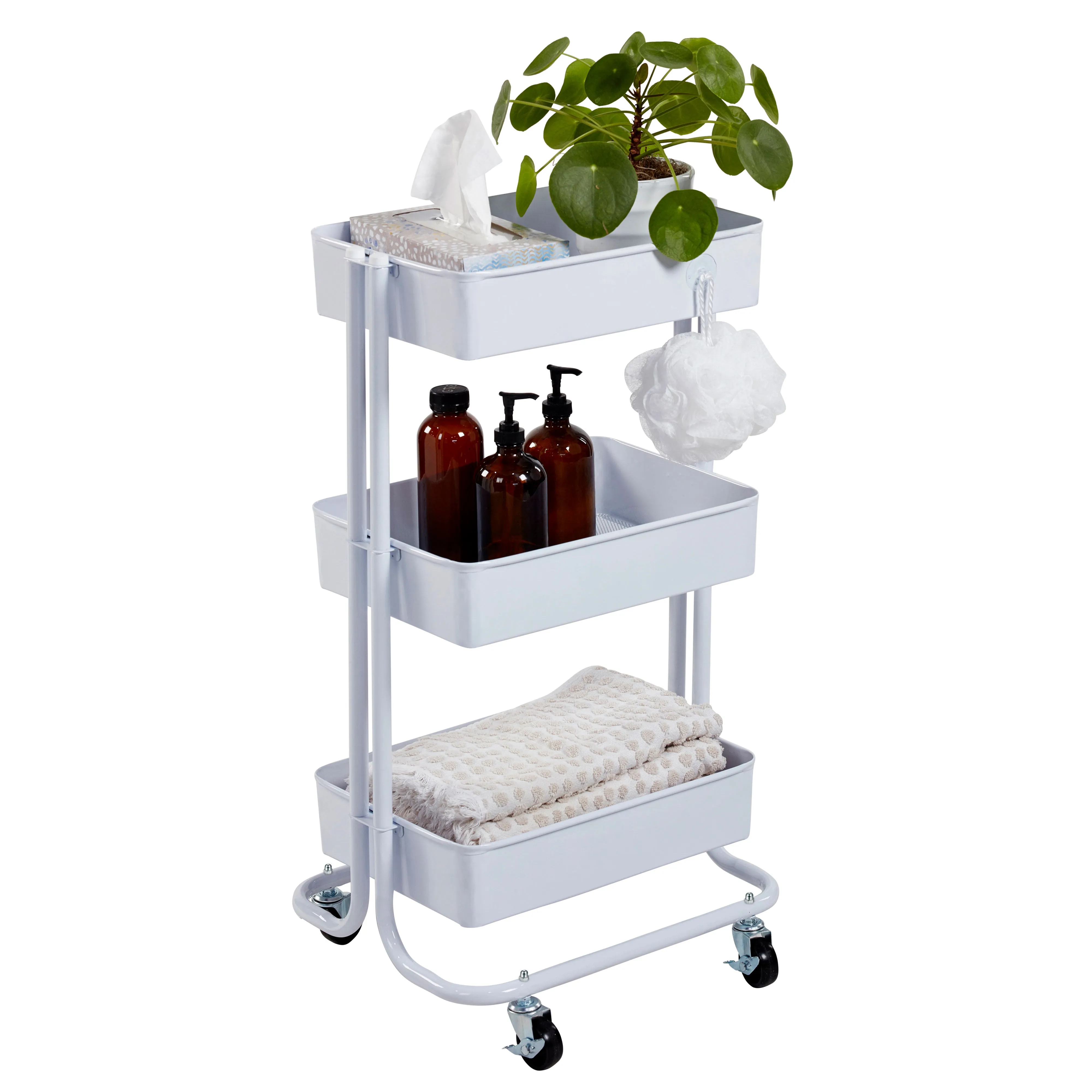 3-Tier Metal Rolling Utility Cart, Mobile Storage Organizer