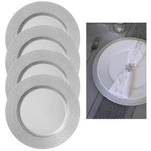 4 X Silver Round 13" Charger Plate Centerpiece Dinner Dining Table Setting Decor