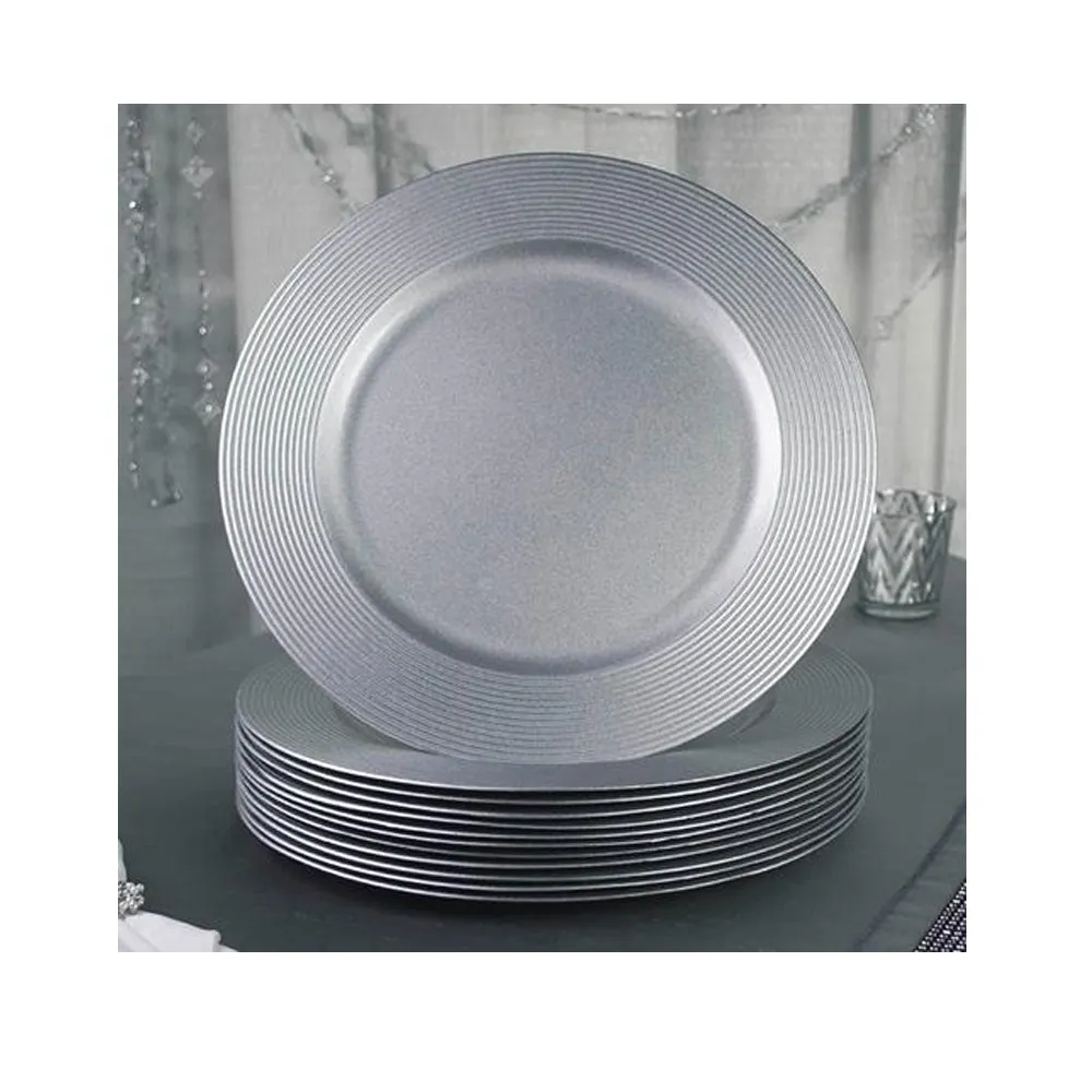 4 X Silver Round 13" Charger Plate Centerpiece Dinner Dining Table Setting Decor
