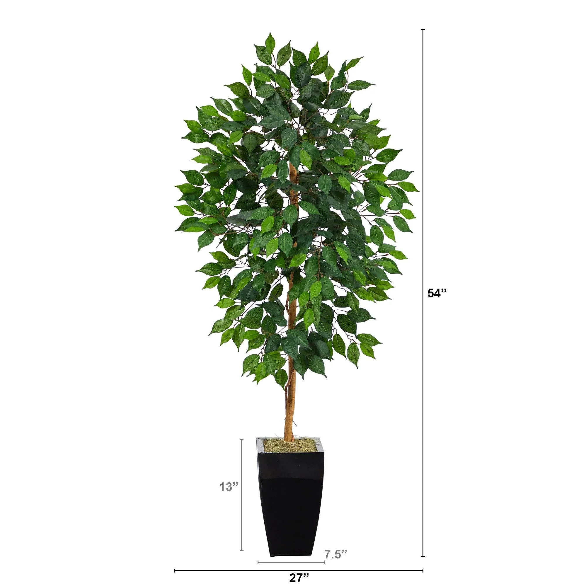 4.5’ Ficus Artificial Tree in Black Metal Planter