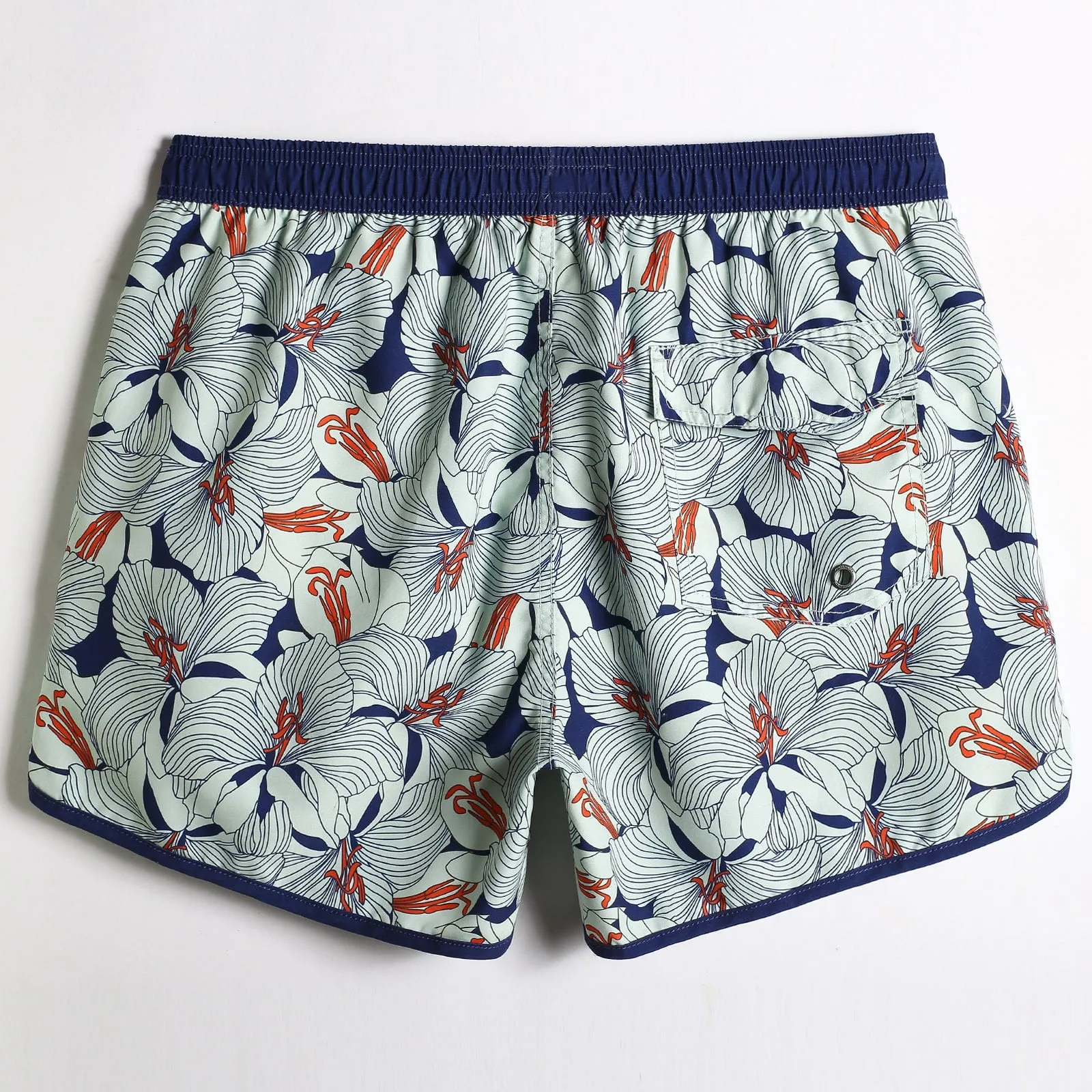 4.5 Inch Inseam Vintage Classical Flowers Swim Trunks