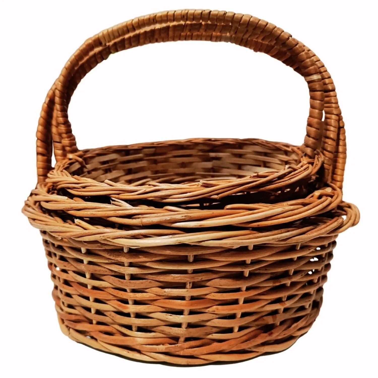 (9", 8", 7" inch) Handwoven Bamboo wicker handle basket Set of 3