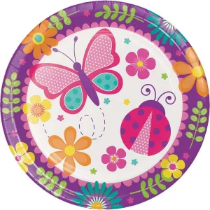 9" Garden Butterfly Ladybug & Flowers Dinner Plates (8ct)