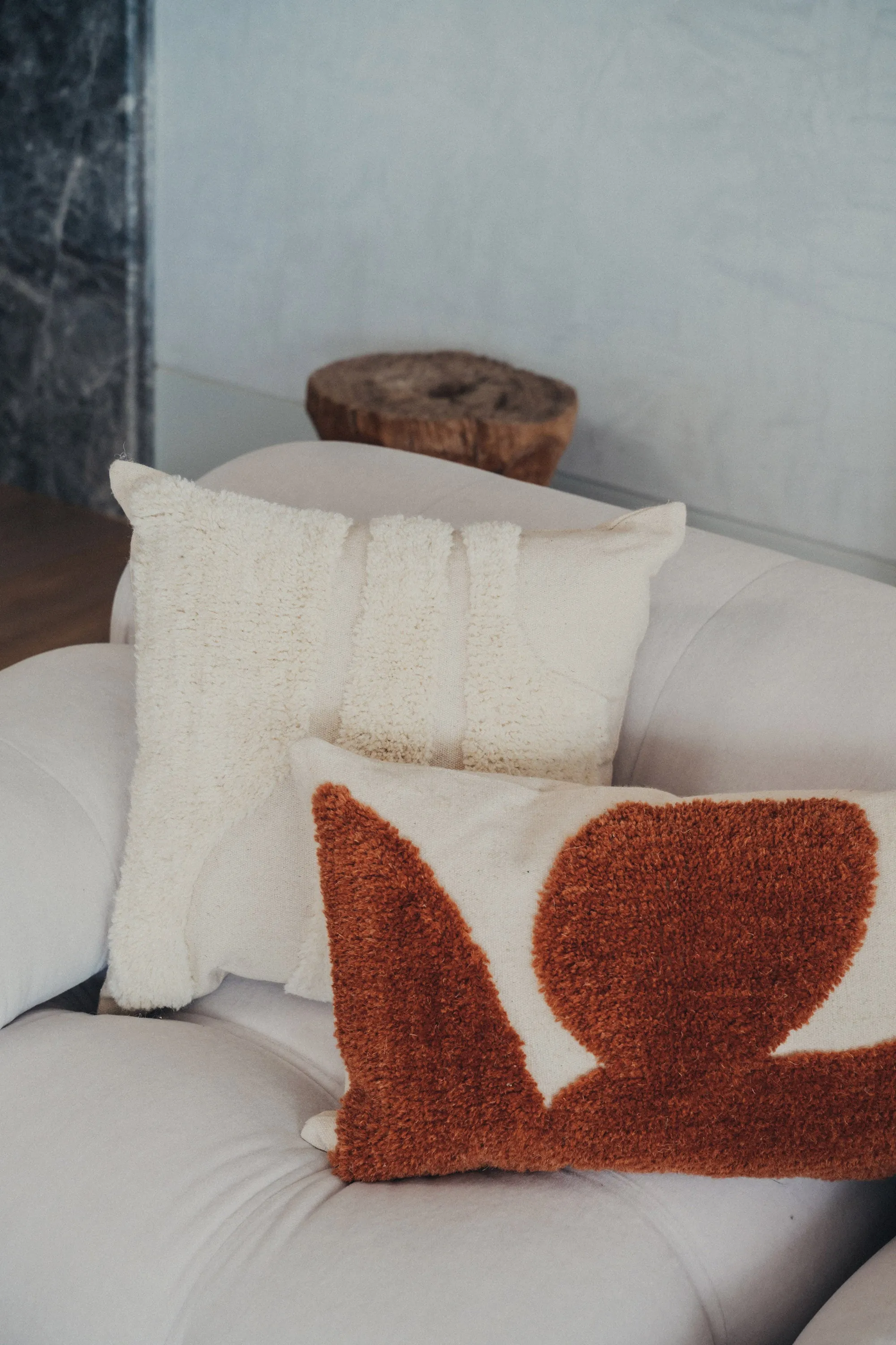 Abstract Square Cushion - Ivory