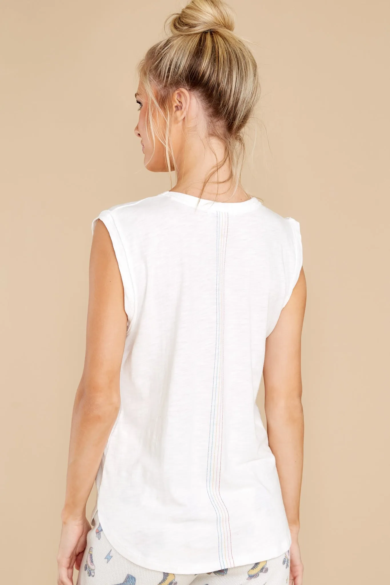 All The Vibes White Graphic Tank