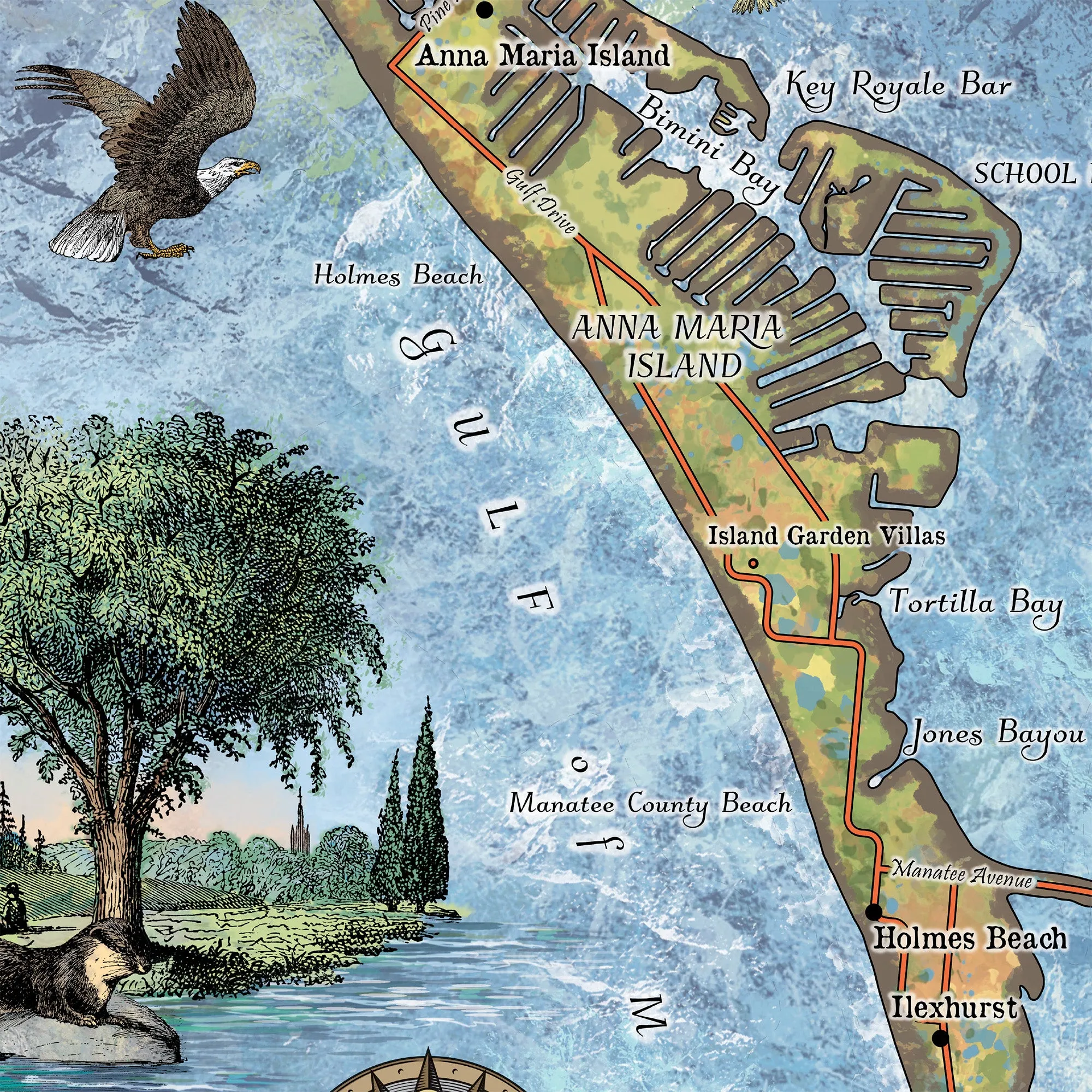 Anna Maria Florida Map Blanket Double Stitched Edges Cozy Luxury Fluffy Super Soft 430 GSM Polyester Throw Blanket