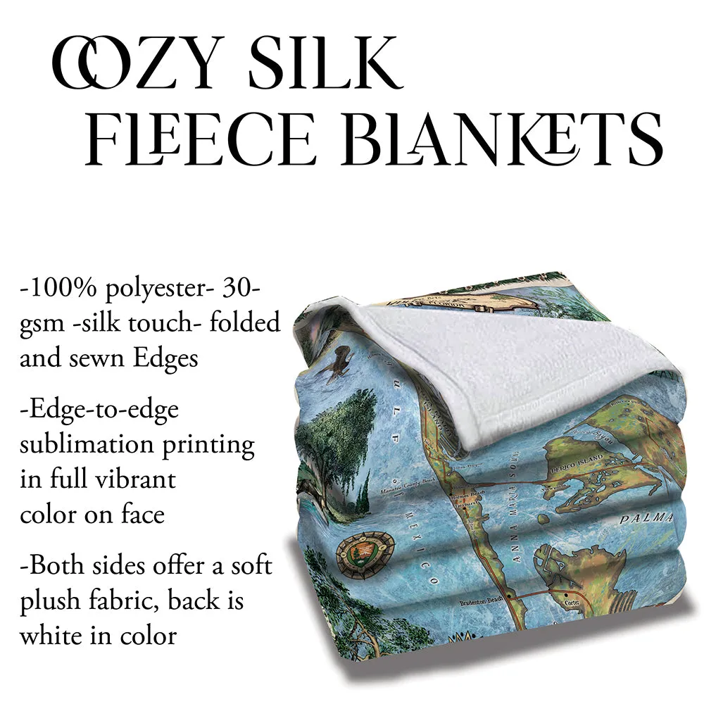Anna Maria Florida Map Blanket Double Stitched Edges Cozy Luxury Fluffy Super Soft 430 GSM Polyester Throw Blanket