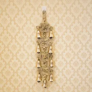 Antique Brass Door/Wall Hanging 9 Bells with Engraved Swastik (Golden Color)