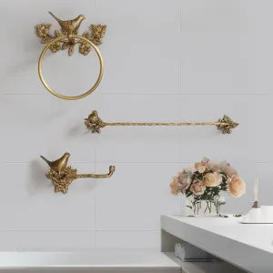Antique Brass Towel Ring Carved Toilet Holder Creative Towel Bar
