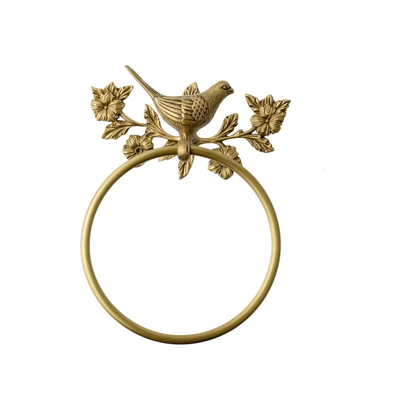 Antique Brass Towel Ring Carved Toilet Holder Creative Towel Bar