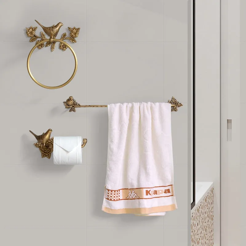 Antique Brass Towel Ring Carved Toilet Holder Creative Towel Bar