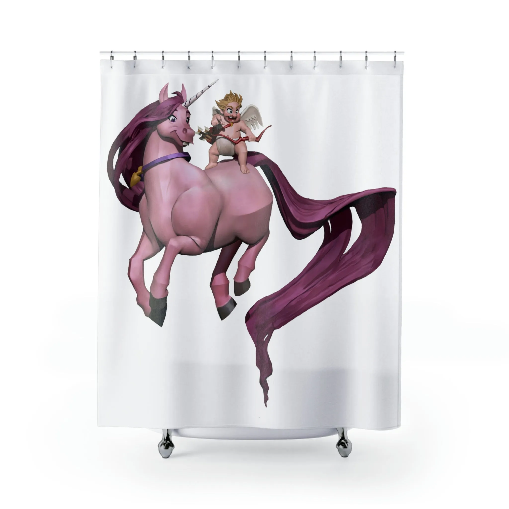 Baby Cupid and Horse Bathroom Shower Curtains
