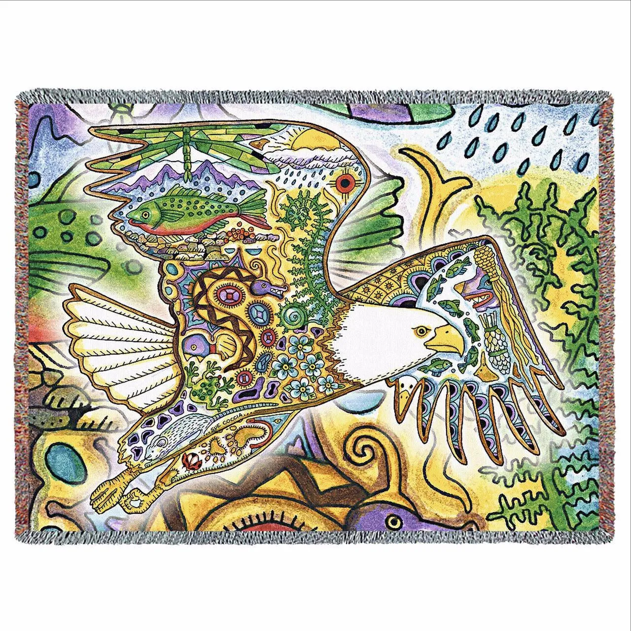 Bald Eagle Woven Cotton Throw Blanket by Sue Coccia©