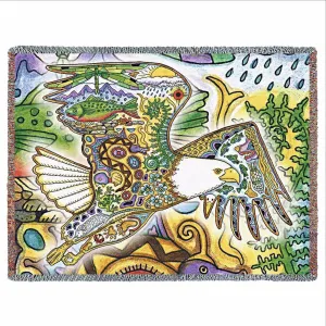 Bald Eagle Woven Cotton Throw Blanket by Sue Coccia©