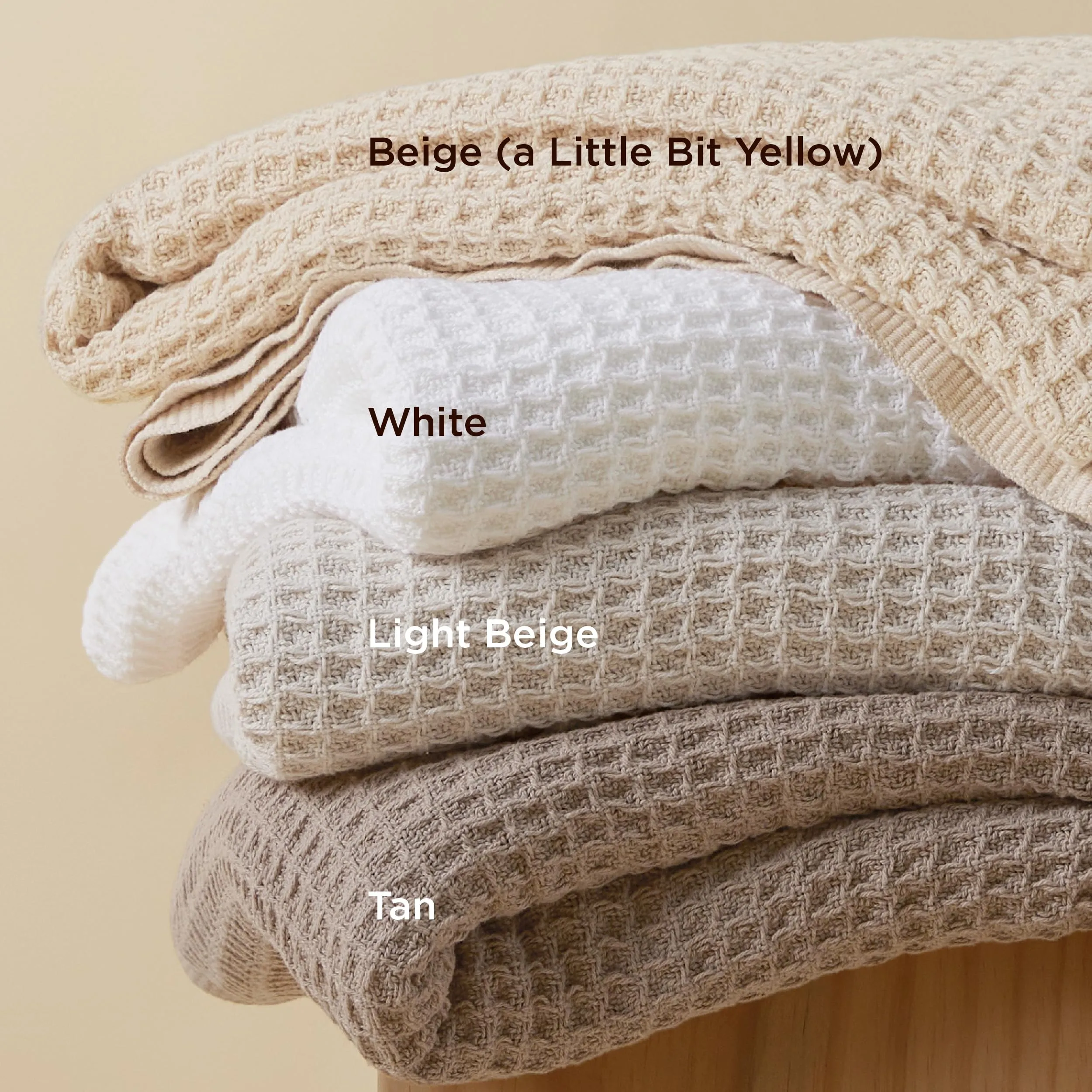 Bedsure 100% Cotton Blanket King Size for Bed - Breathable and Soft, Waffle Weave Blanket for Summer Spring, White, 104x90 inches