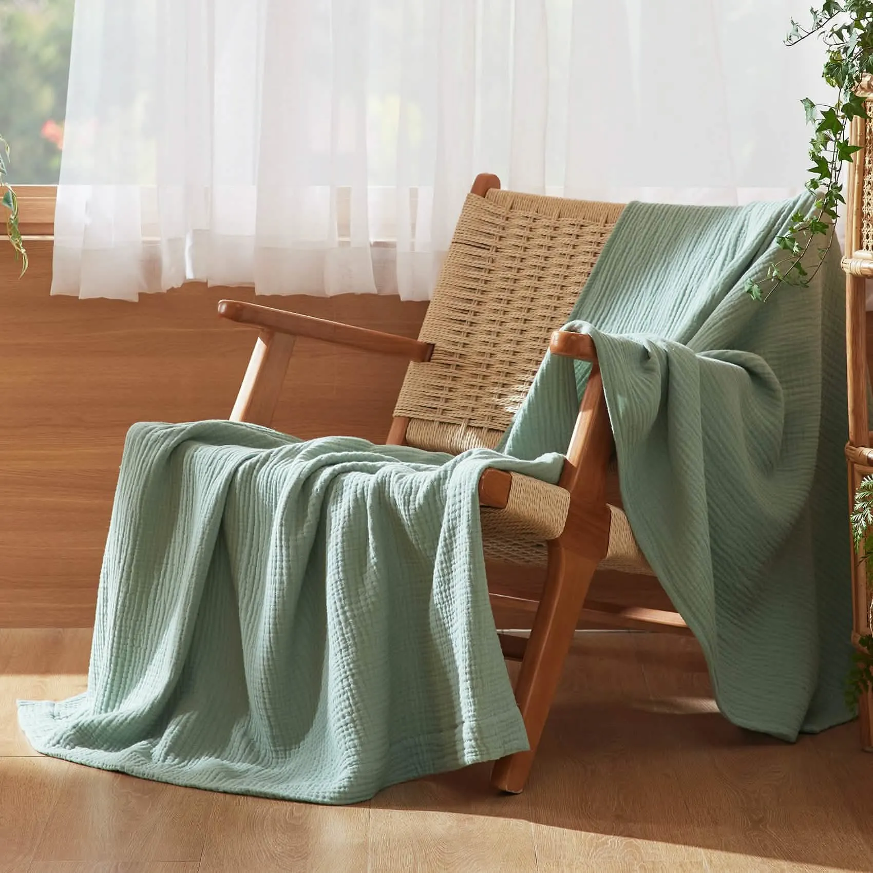 Bedsure 100% Cotton Gauze Spring Throw Blanket