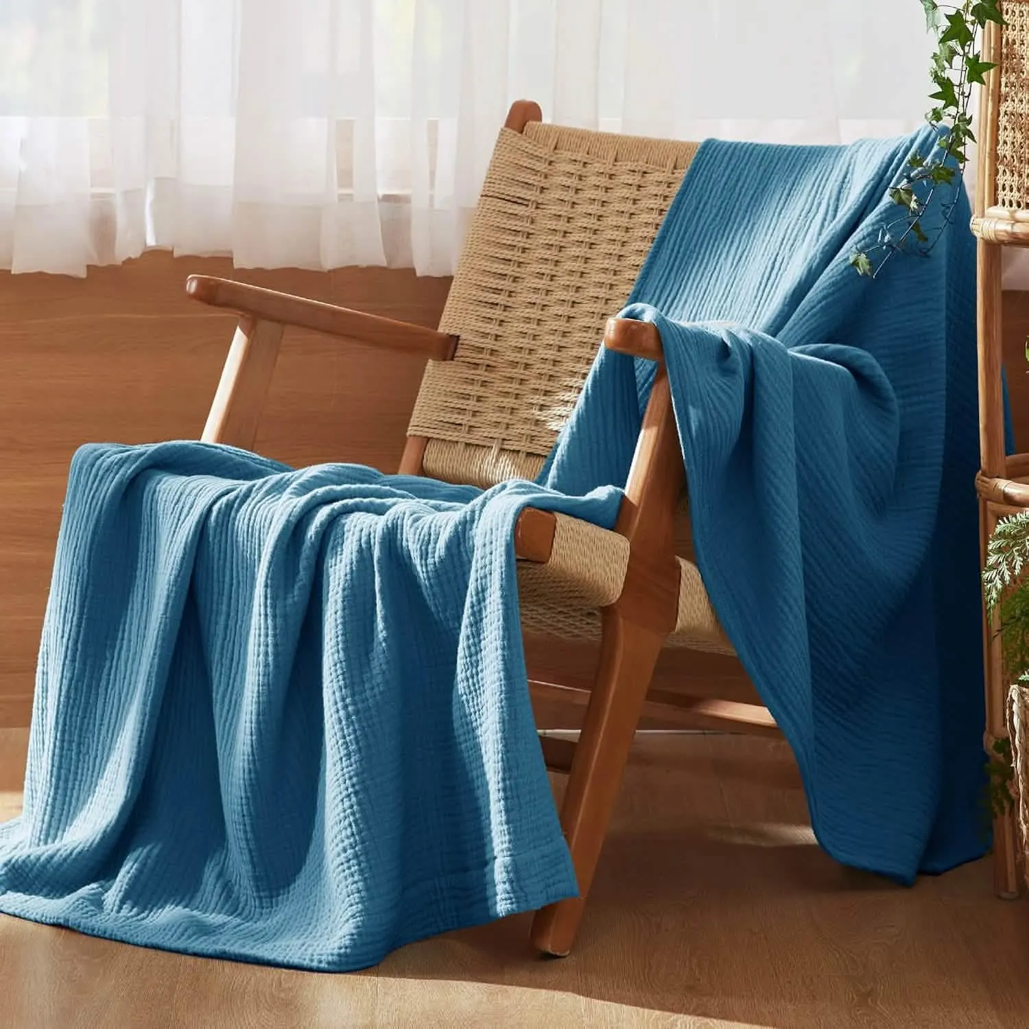 Bedsure 100% Cotton Gauze Spring Throw Blanket