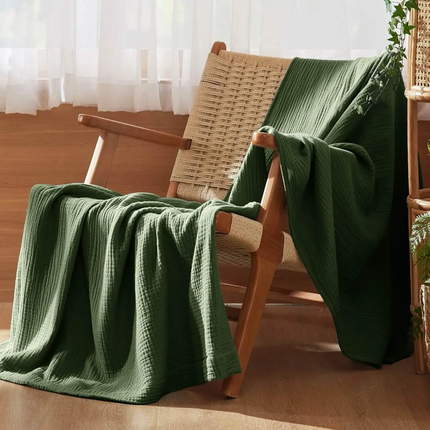 Bedsure 100% Cotton Gauze Spring Throw Blanket