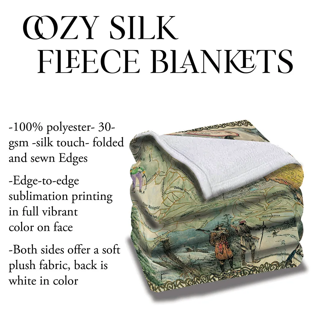 Big Sky Ski Runs Montana Sherpa Fleece Blanket Double Stitched Edges Cozy Luxury Fluffy Super Soft 430 GSM Polyester Throw Blanket