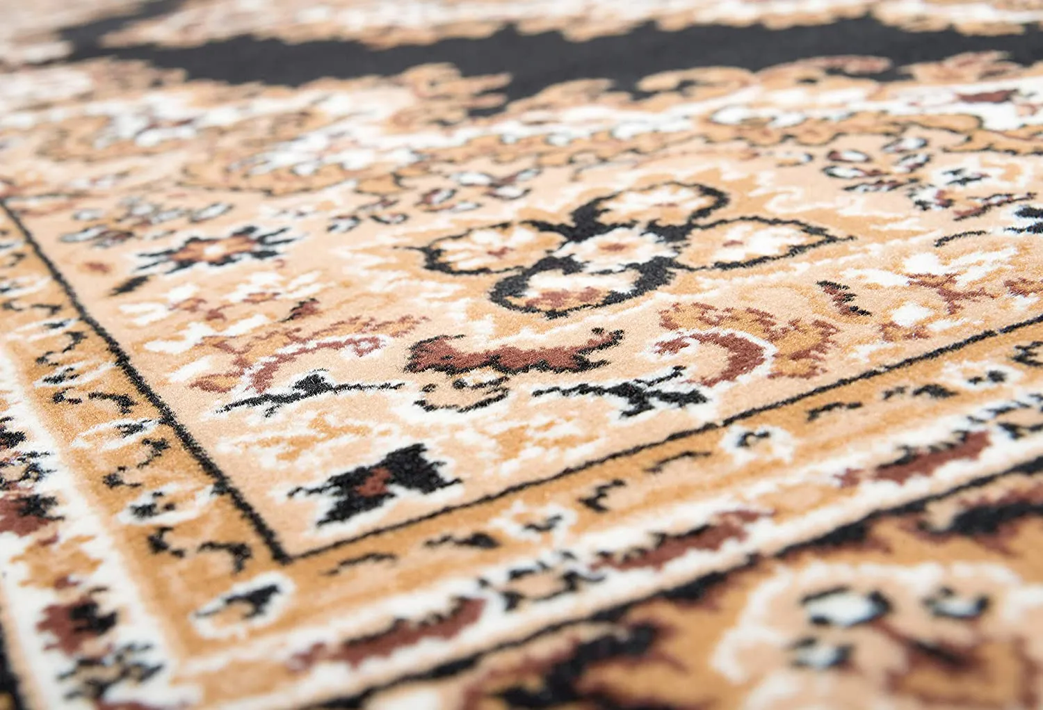 Black Traditional Medallion Design Rug  - Texas