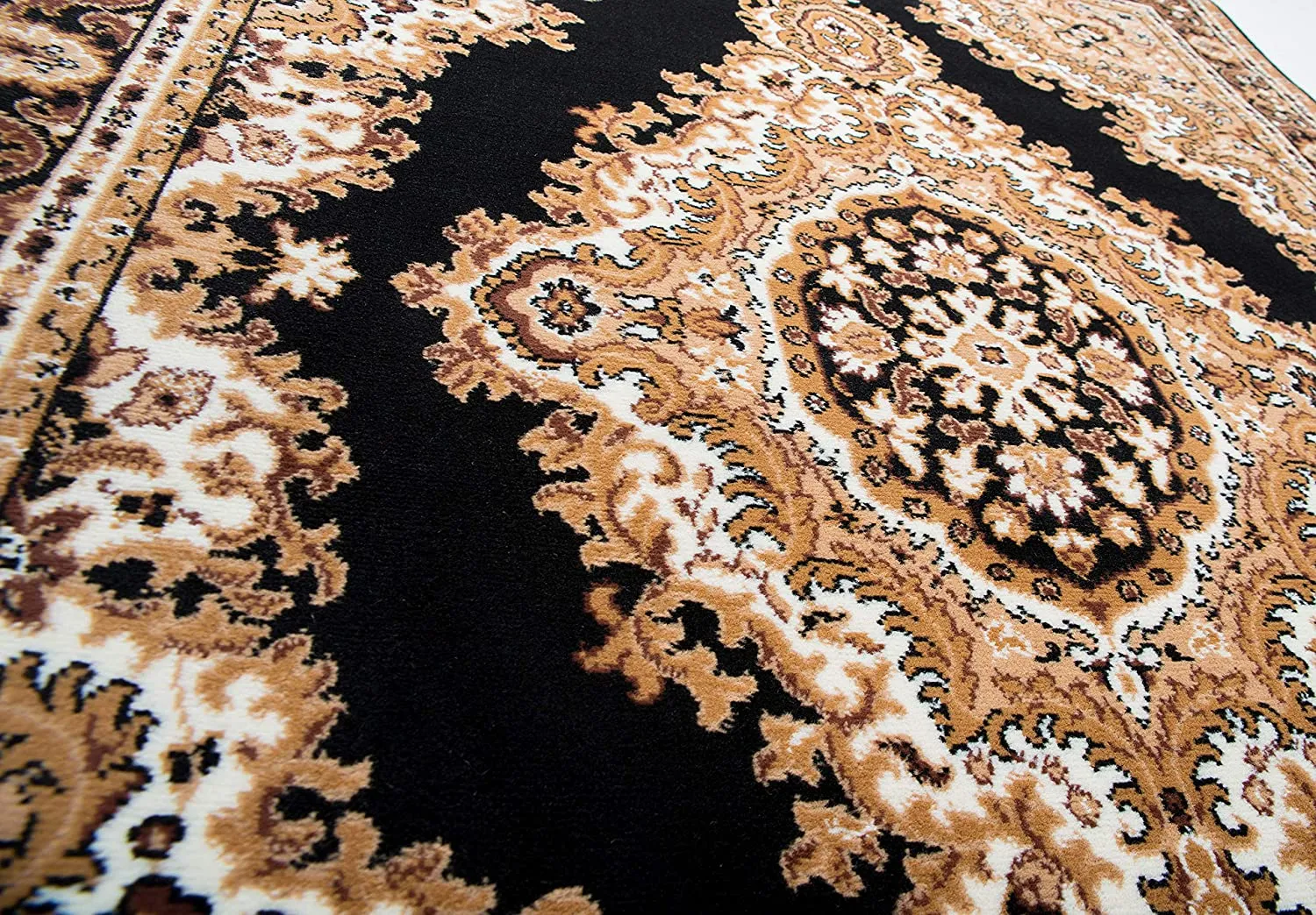 Black Traditional Medallion Design Rug  - Texas
