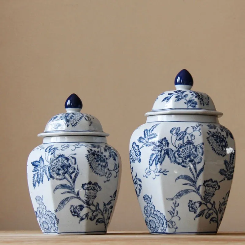 Blue & White Chinese Ceramic Urn