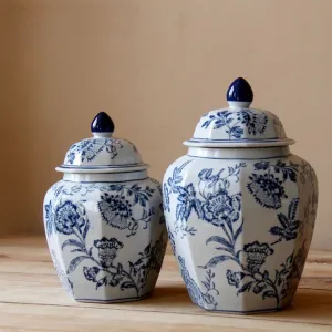 Blue & White Chinese Ceramic Urn