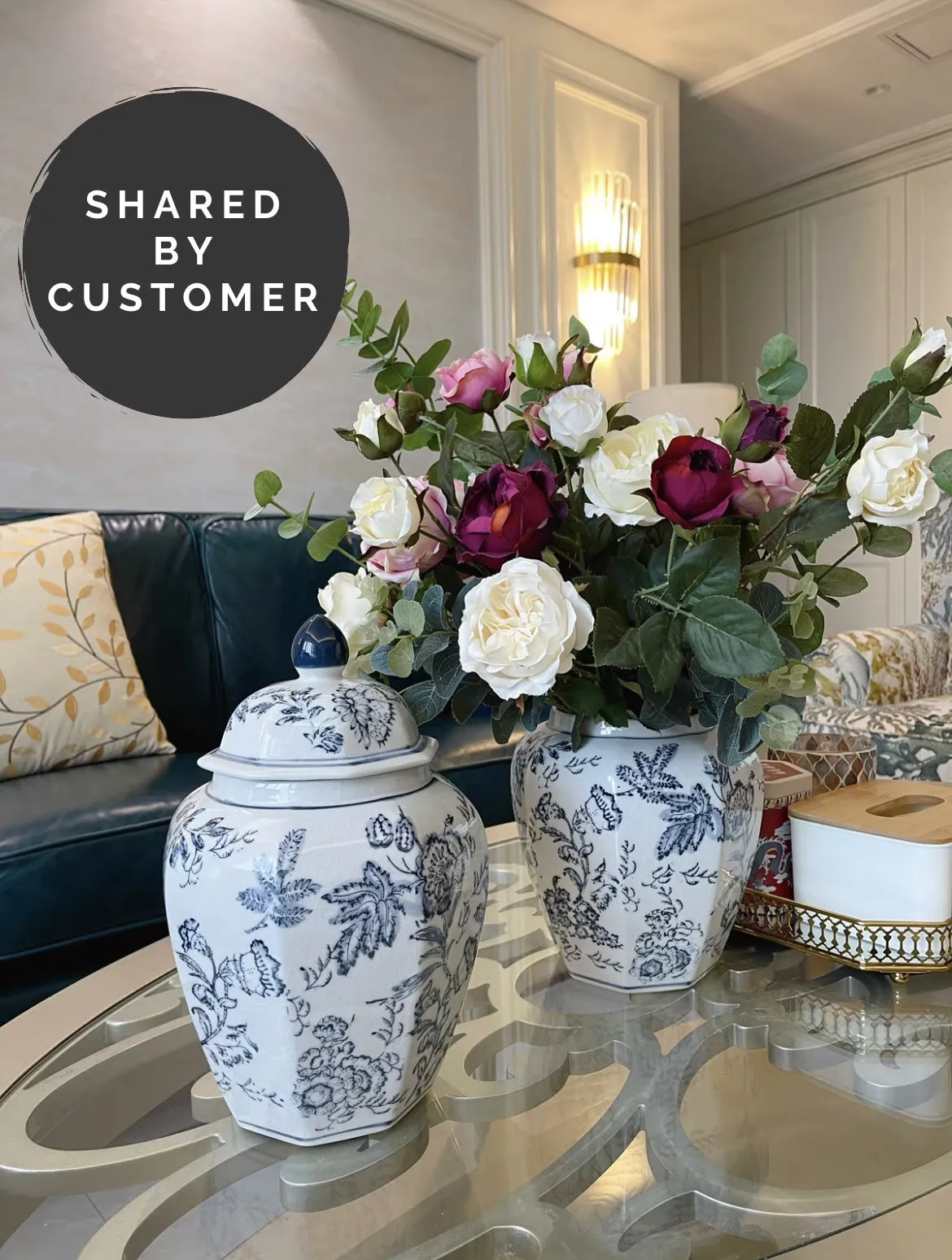Blue & White Chinese Ceramic Urn