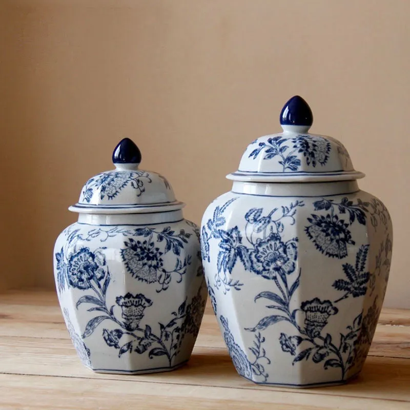 Blue & White Chinese Ceramic Urn