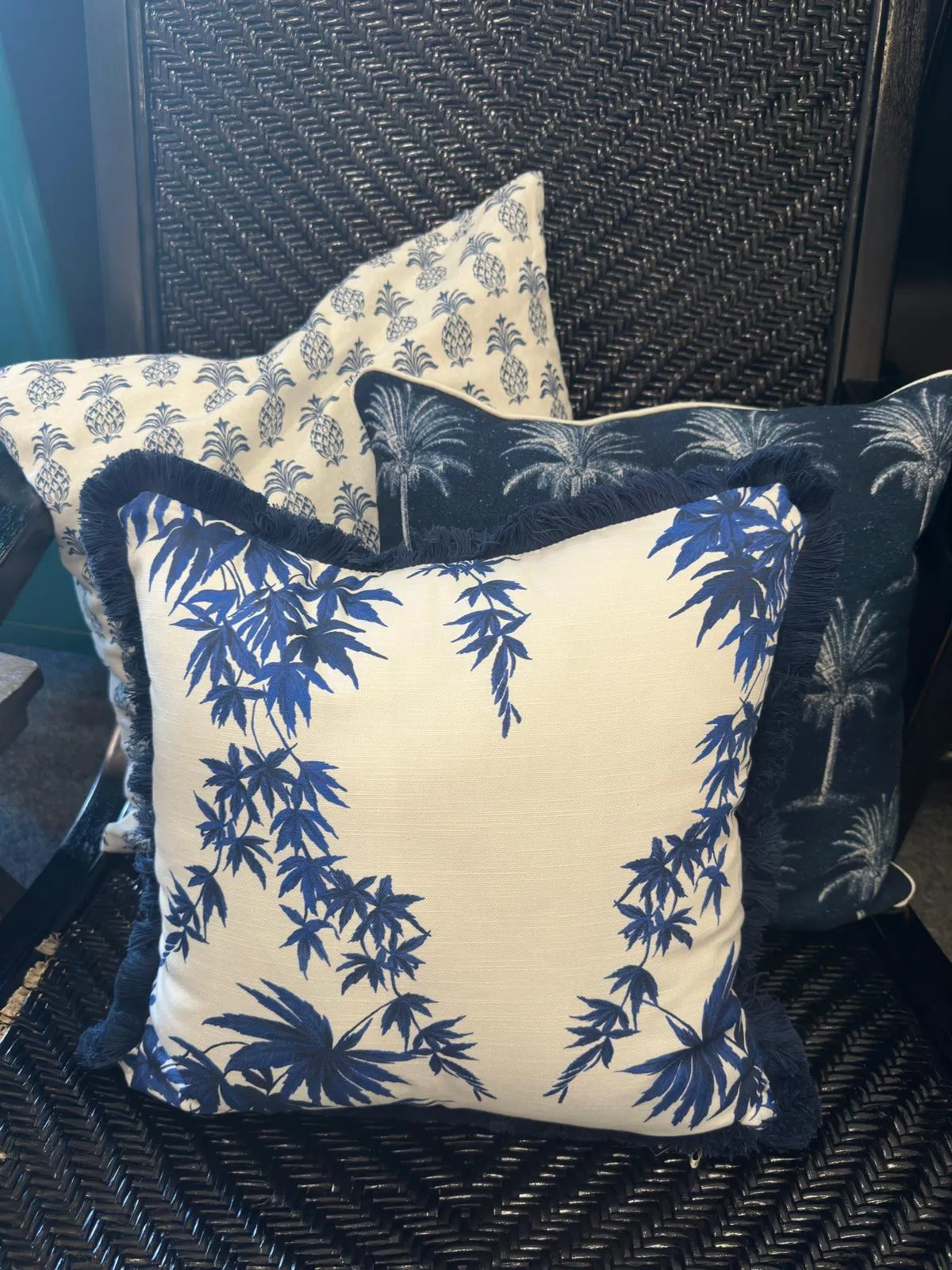 Blue & White Ficus Cushion
