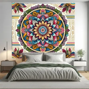 Bohemian Radiant Plum Indian Mandala Tapestry Psychedelic Wall Hanging Boho Decor