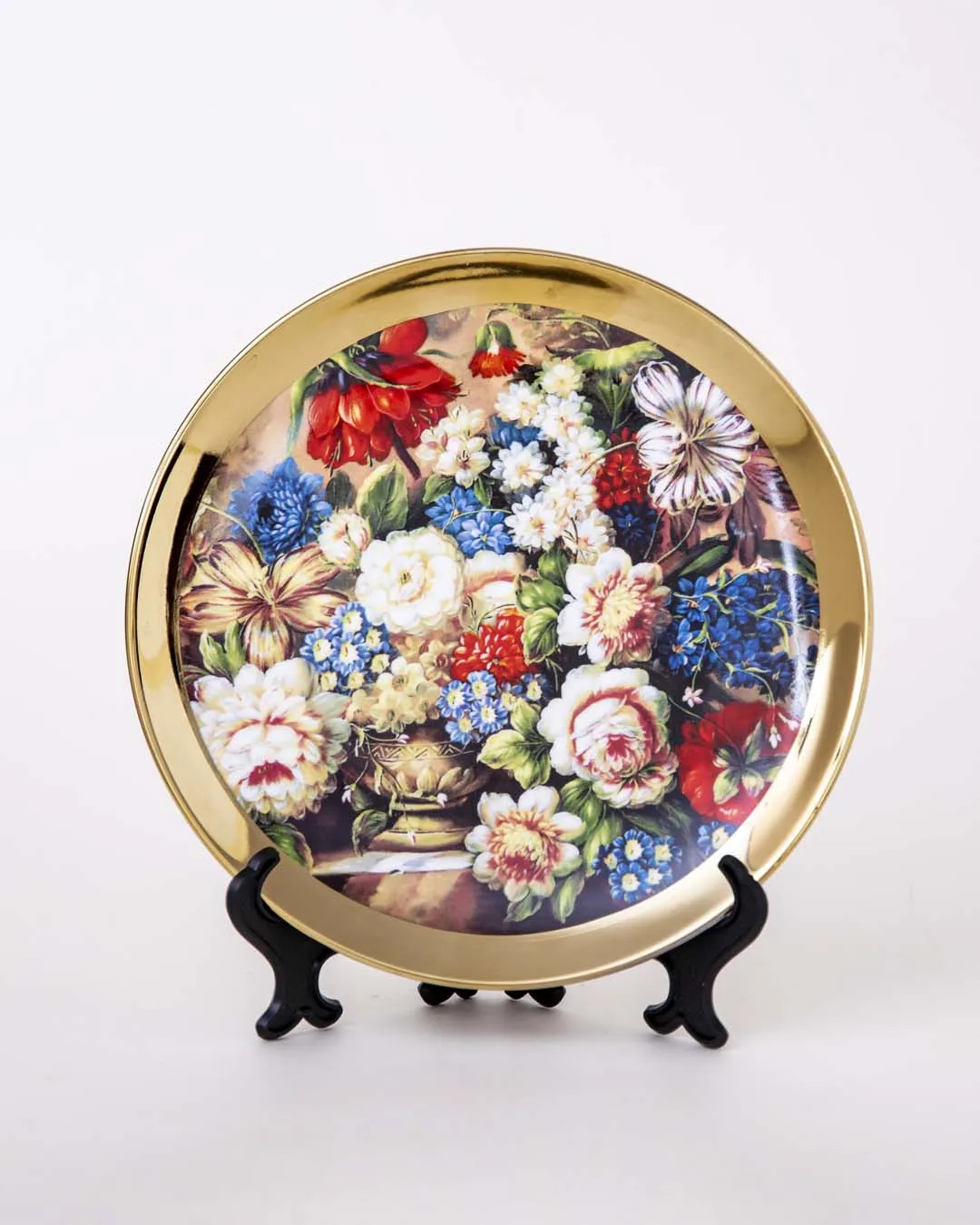 Bouquet of Flowers Gold Decorative Plate - 8"