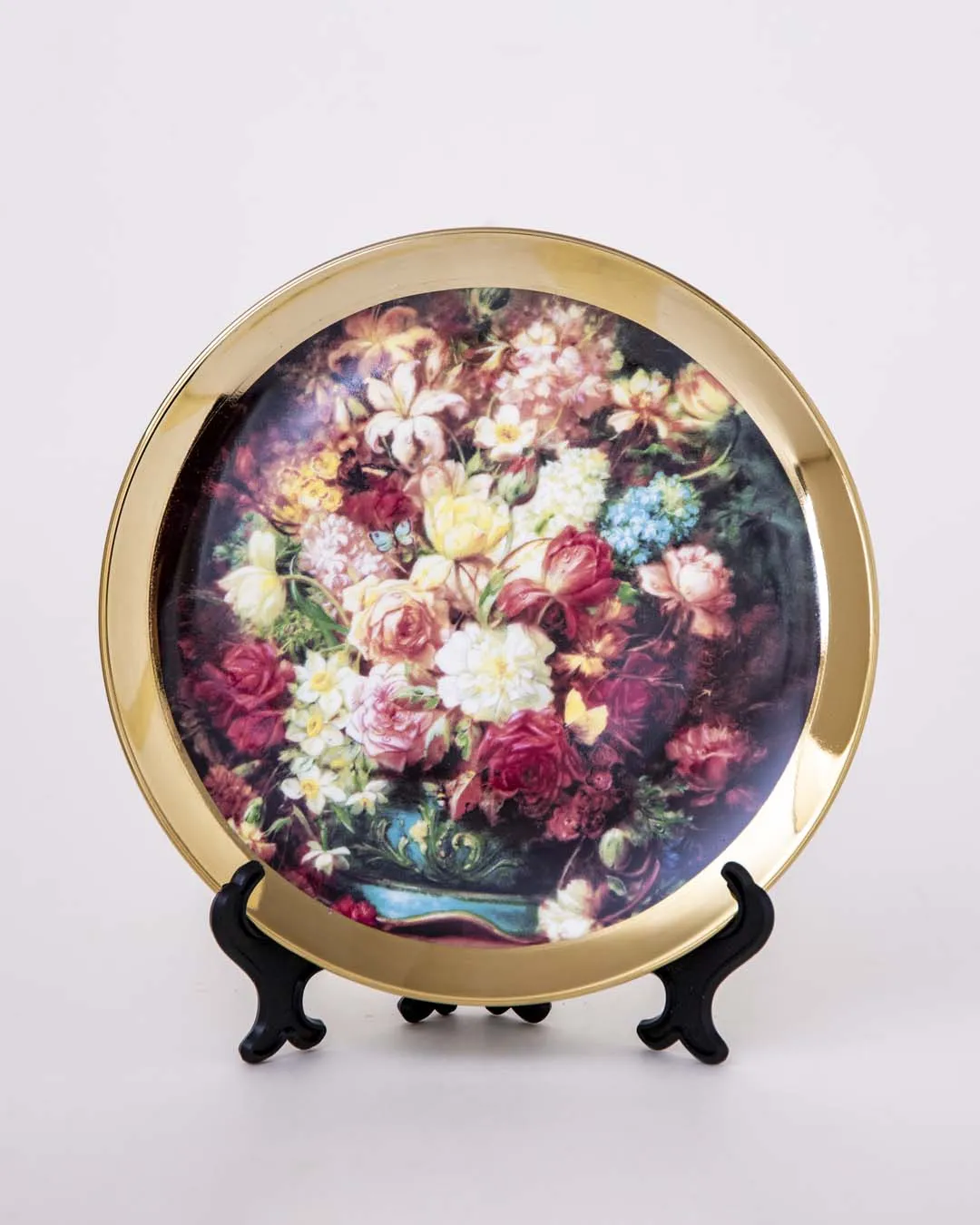 Bouquet of Flowers Gold Decorative Plate - 8"