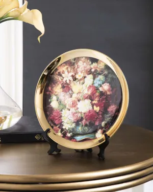 Bouquet of Flowers Gold Decorative Plate - 8"