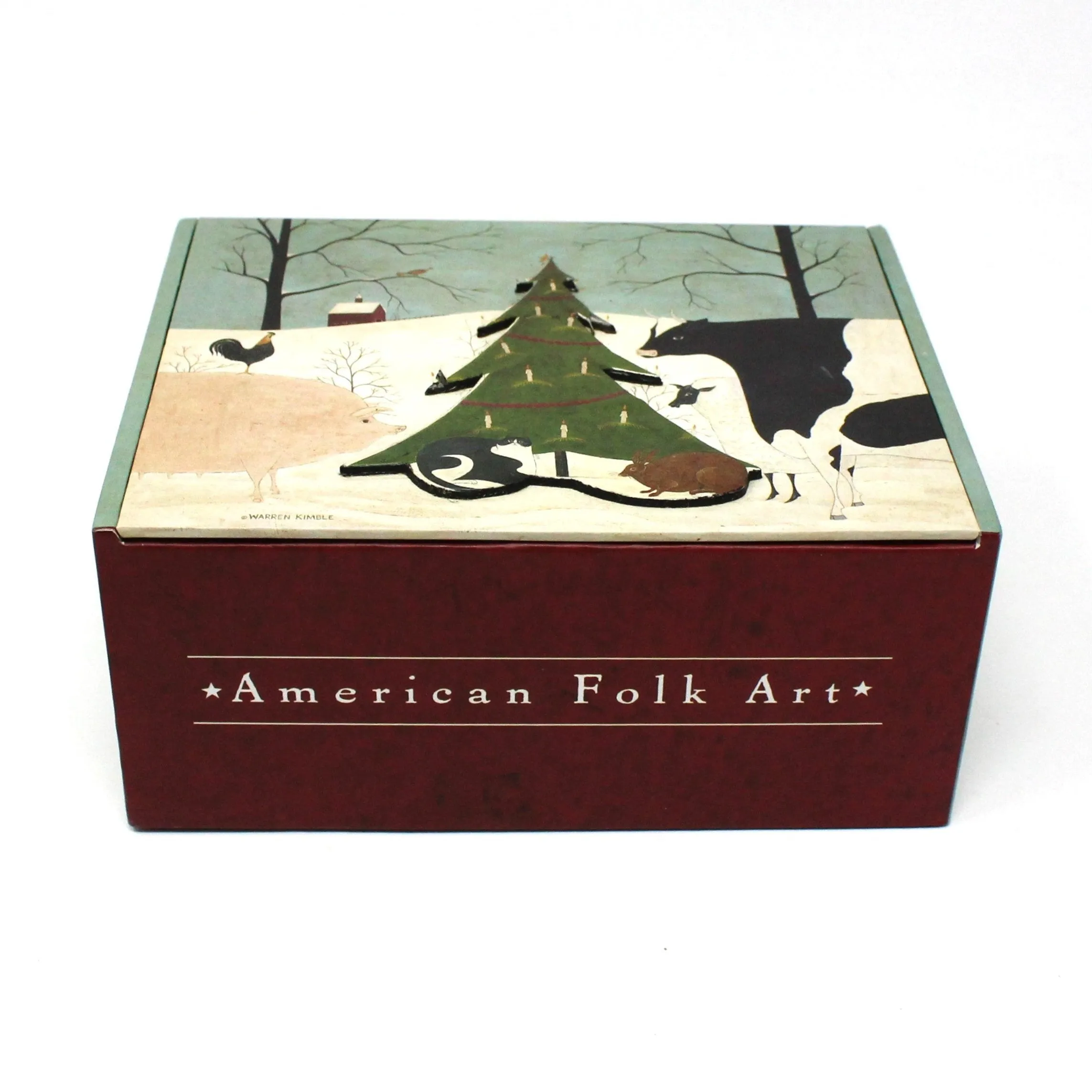 Box / Storage Box, Christmas Guest by Warren Kimble, Country / Farmhouse Folk Art Holiday Box