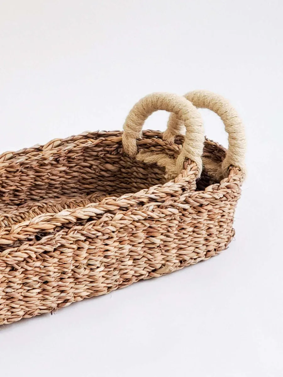 Bread Basket with White Handles