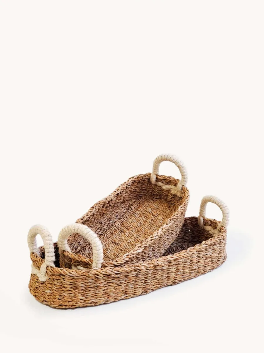 Bread Basket with White Handles
