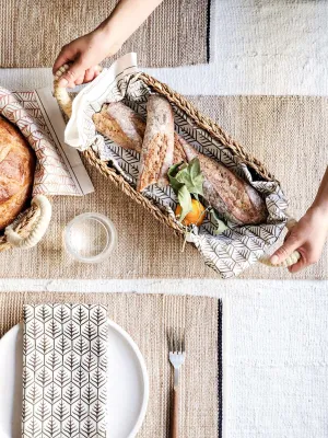 Bread Basket with White Handles
